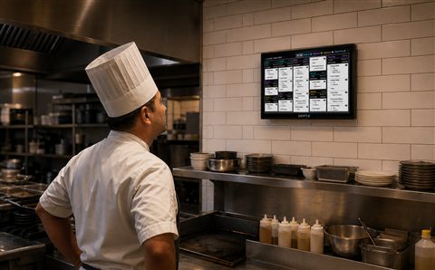 Kitchen display with chef
