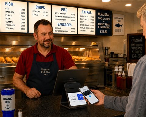 Takeaway staff using EPOS for counter and delivery orders
